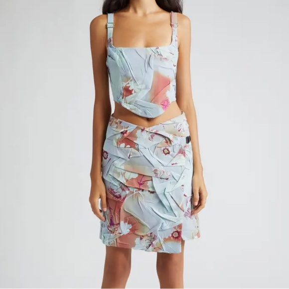 Julia Heuer Helmut Floral Crepe Crop Top ( small) - Picture 1 of 11